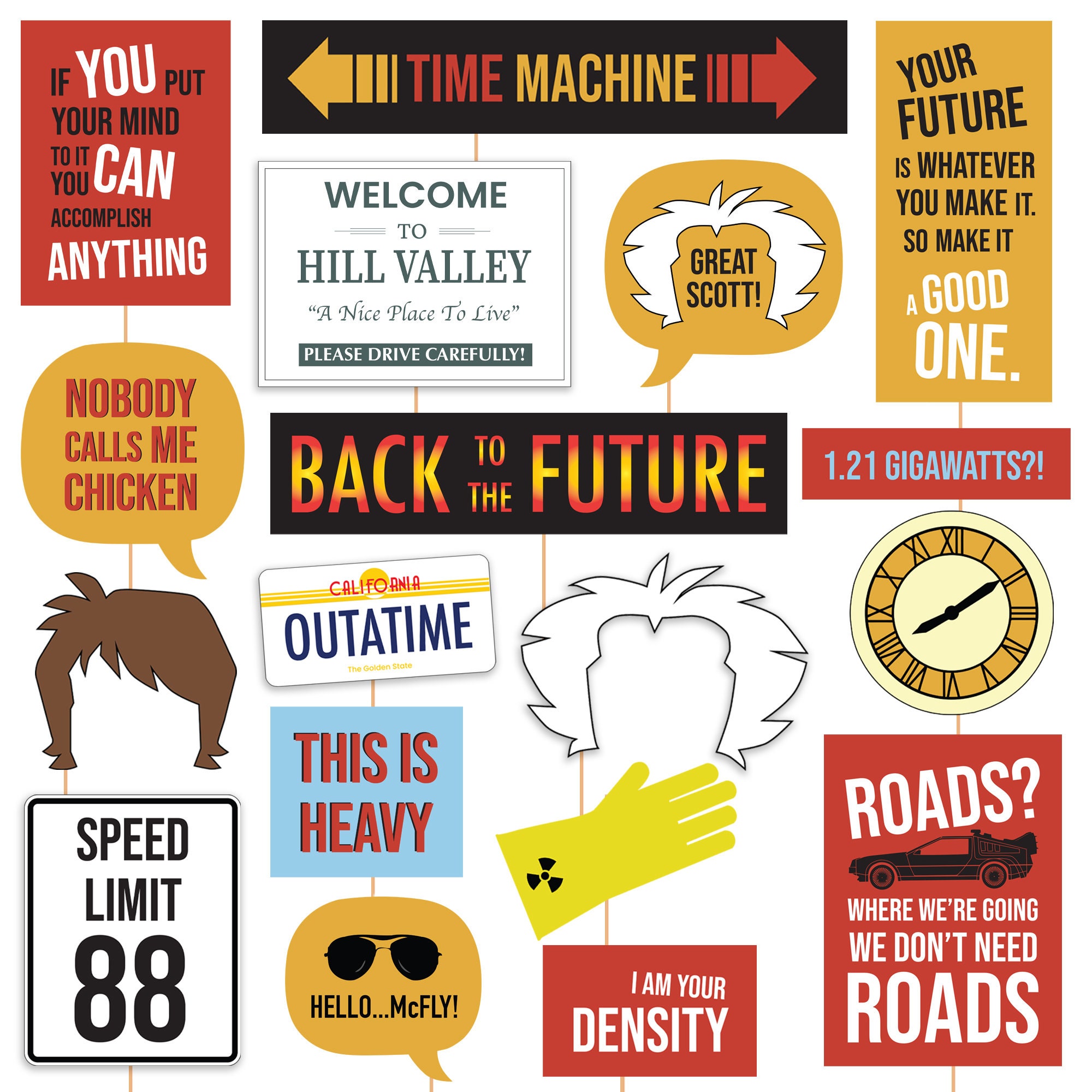 Future party Photo Booth Props Vintage movie themed Party Movie Inspired Props Printable decorations Instant download