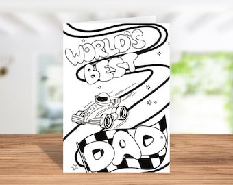 Instant Download Coloring Card, Digital Greeting Card, Coloring Greeting Card -  Happy Father's Day