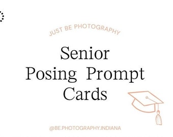 Senior Grad Photo Digital Posing Cards, Printable Posing Photography Prompts Set Of 15, Perfect For Graduation Party Photos