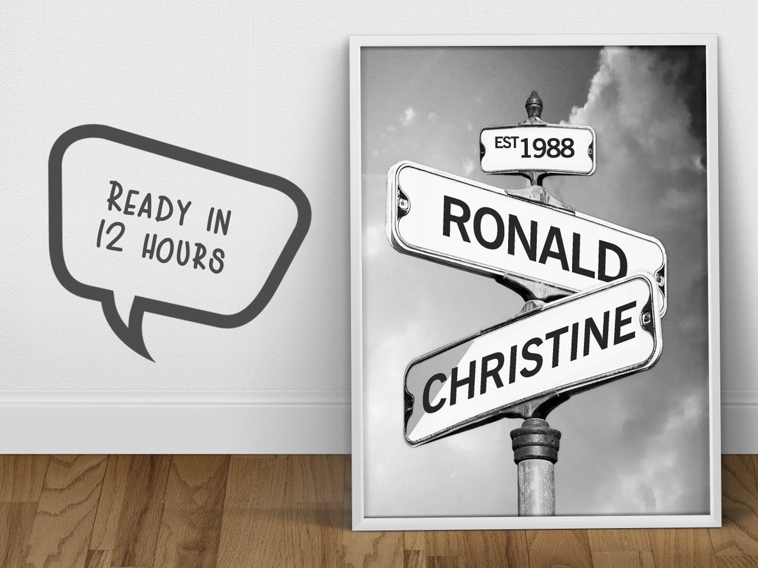 Custom Couple Portrait Personalized Vintage Street Sign Gift for ...