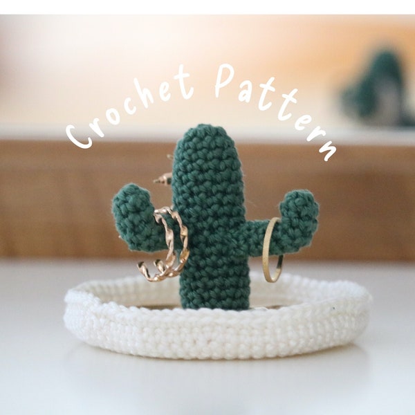 Fichier PDF Porte-bijoux Cactus, Plat à bijoux, Trinket Crochet Pattern