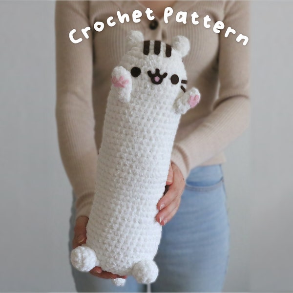 PDF File Long White Cat Plush -Medium Version- Crochet Pattern