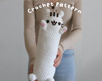 PDF File Long White Cat Plush -Medium Version- Crochet Pattern