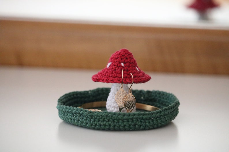 PDF File Mushroom Jewelry Holder, Jewelry Dish, Trinket Crochet Pattern image 2