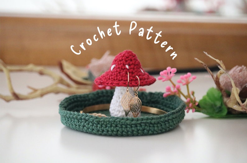 PDF File Mushroom Jewelry Holder, Jewelry Dish, Trinket Crochet Pattern image 1