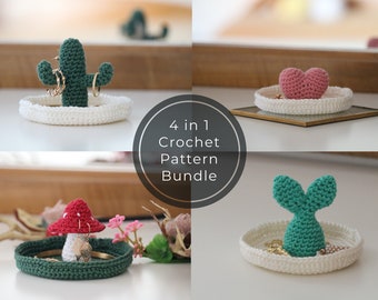 PDF File 4 in 1 Jewelry Dish, Jewelry Holder, Trinket Bundle Crochet Pattern