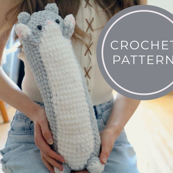 PDF File Long Cat Pillow Plush -Medium Version- Crochet Pattern