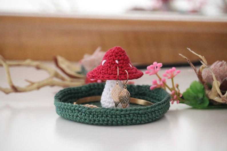 PDF File Mushroom Jewelry Holder, Jewelry Dish, Trinket Crochet Pattern image 3