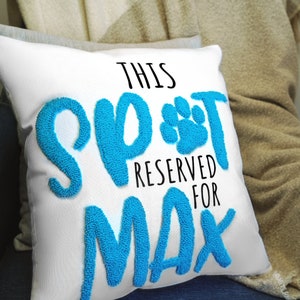 Almohada bordada con aguja perforada reservada para perros, almohada personalizada para mascotas, regalo para amantes de los perros, almohada con nombre de mascota, regalo para perros, regalos personalizados para mascotas
