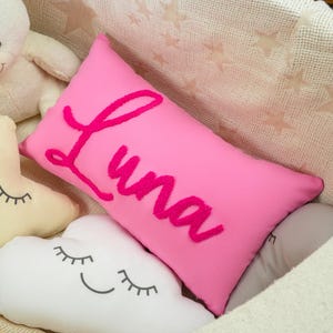 Personalized Name Punch Needle Pillow, Monogrammed Baby Pillowcase, Preppy Room Decor, Girls Bedroom Decor, Birthday Gift, Custom Cushion