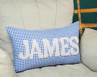 Personalisiertes Punch Needle Baby Junge Kinderzimmer Kissen: Benutzerdefinierte Name Kleinkind Zimmer Dekor