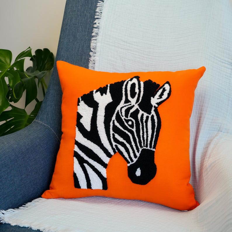 Tufted Elephant Pillow Cover, Embroidered Nursery Decor image 2