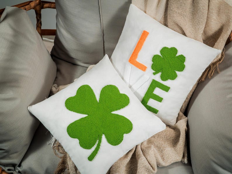 Embroidered Irish Luck Lumbar Pillow, St Patricks Day Decor image 3