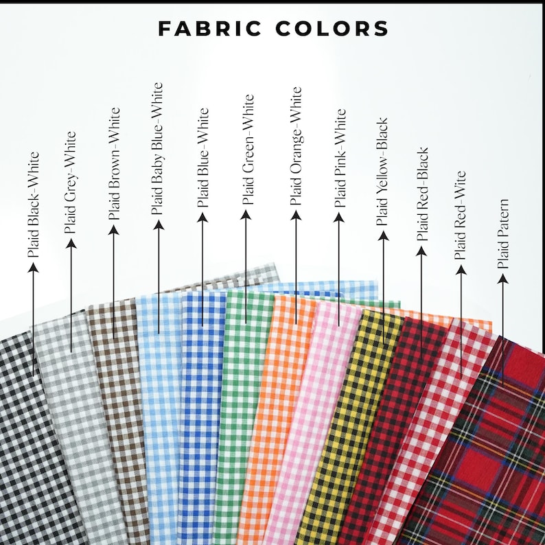 a collection of fabric swatches in various colors, including white, brown, blue, green, orange, pink, black, yellow, red, and blue.