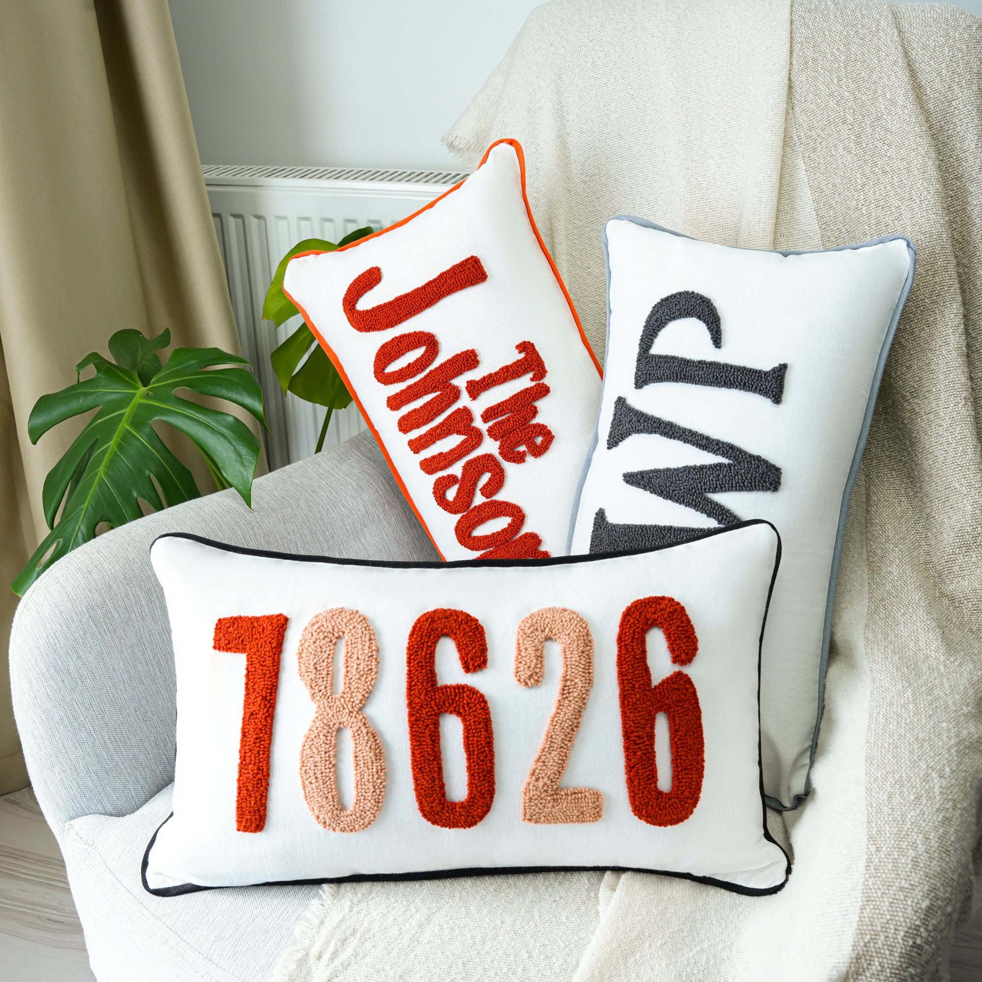 Zip Code Pillow, Housewarming Gift, Punch Needle Custom Pillow, Personalized New Home Gift, Custom Cushion, Gift for Couple, First Home Gift