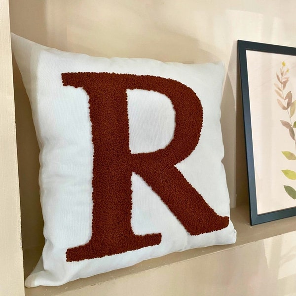 Personalized Letter Pillow, Personalized Baby Gift, Custom Pillow Cover, Baby Room Decor, Nursery Gift, Punch Needle Pillow Letter Pillow