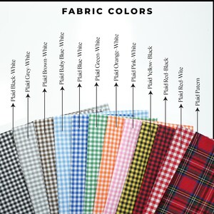 a collection of fabric swatches in various colors, including white, brown, blue, green, orange, pink, black, yellow, red, and blue.