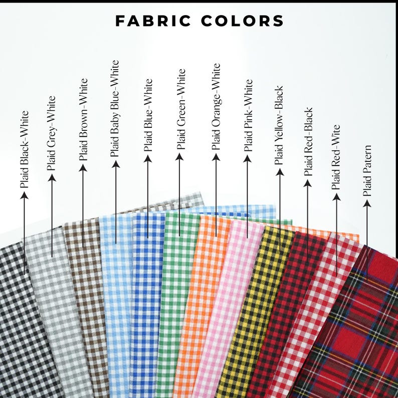 a collection of fabric swatches in various colors, including white, brown, blue, green, orange, pink, black, yellow, red, and blue.