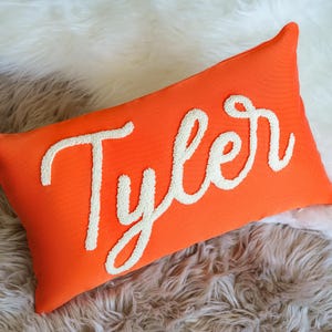 Personalized Baby Name Pillow, Punch Needle Embroidered Throw Pillow, Newborn Baby Gift, New Mom Gift, Nursery Room Decor, Custom Baby Gift
