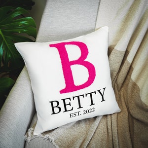 Custom Punch Needle Embroidered Baby Name Pillow, Personalized Baby Throw Pillow, Monogrammed Baby Gift, Newborn Gift, Baby Shower Gift