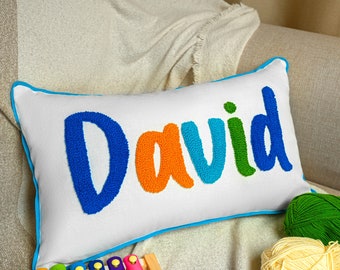 Custom Name Baby Punch Needle Pillow, Personalized Baby Gift, Baby Shower, Newborn Gift, New Mom Gift, Nursery, Toddler Bedroom Decor, Gift
