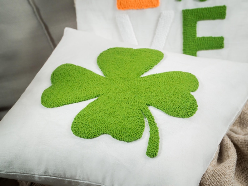 Embroidered Irish Luck Lumbar Pillow, St Patricks Day Decor image 5