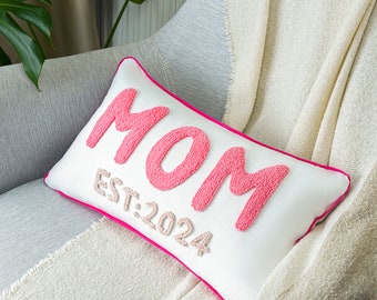 Custom Baby Name Punch Needle Pillow, Personalized Baby Gift, Throw Pillow, Toddler Bedroom Decor, New Mom Pregnancy Gift, Personalized Gift