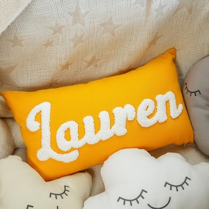 Punch Needle Custom Name Pillow, Personalized Baby Girl Gift, Baby Shower Gift, Toddler Bedroom Decor, Nursery Decor, Decorative Baby Pillow