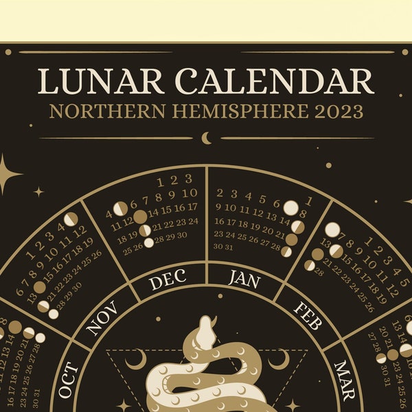 2023 Lunar Calendar, Set of 2, Printable Download, Moon Phase Calendar, A4 Size, Complete Cycles of Phases of The Moon, Instant Download