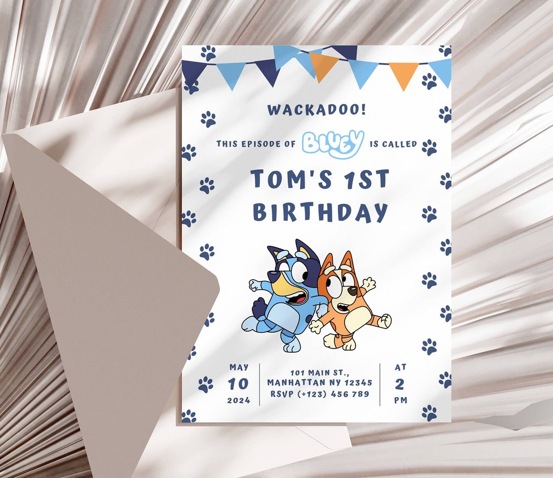 Bluey Birthday Invite Bluey Invitations Bluey Party Invite Etsy