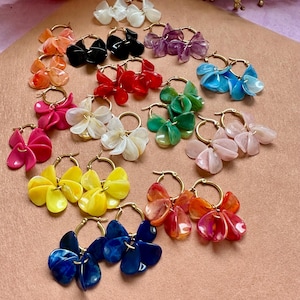 FANNY petal earrings - Handmade floral hoop earrings inspired by Sézane