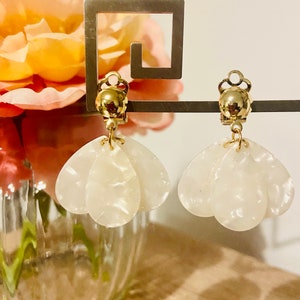 GLORIA earrings with acetate petals and Sézane-inspired stainless steel stud earrings, handmade image 10