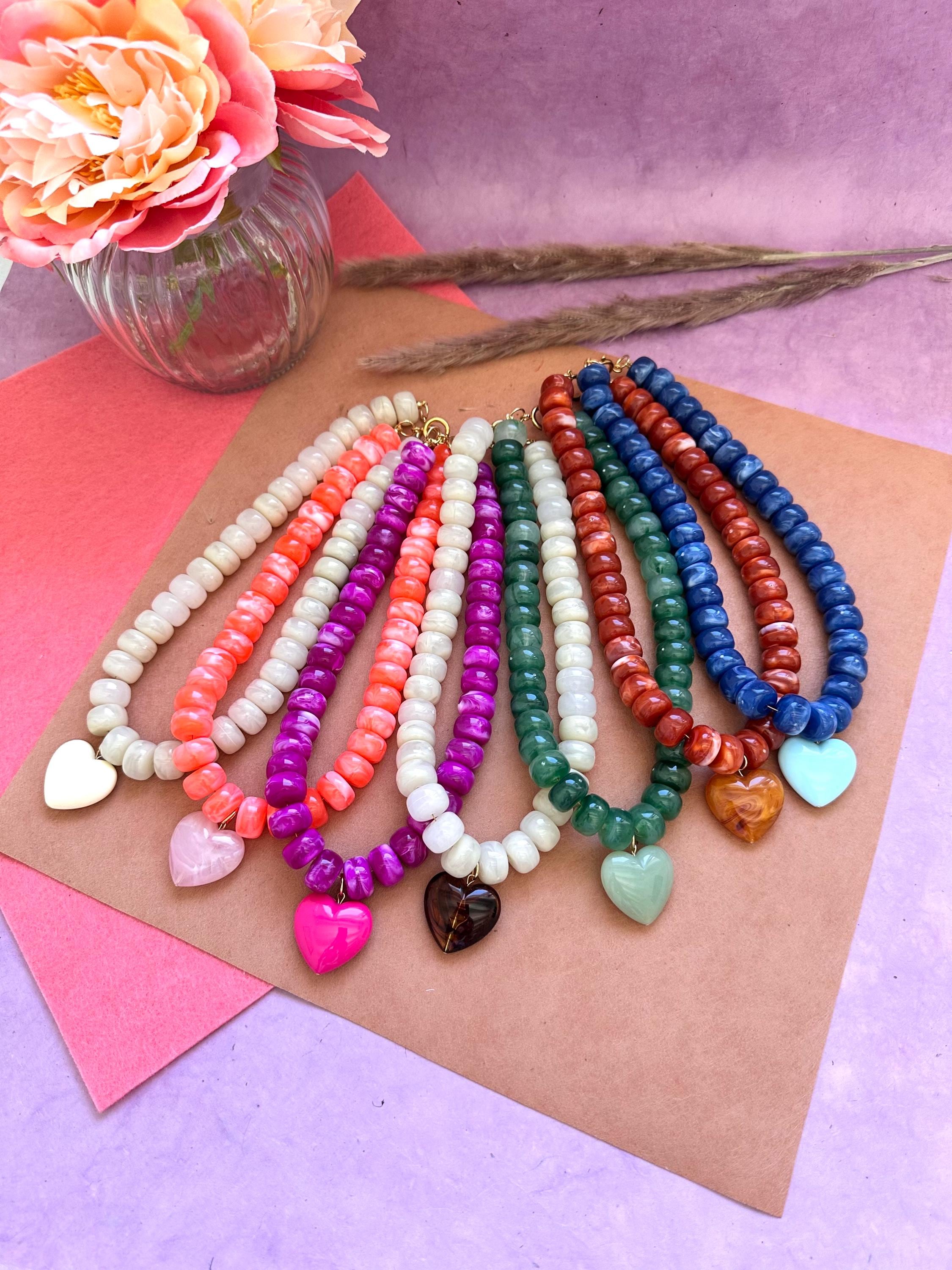 CLAUDIE pearl necklace – Handmade colorful heart necklace inspired by Sézane