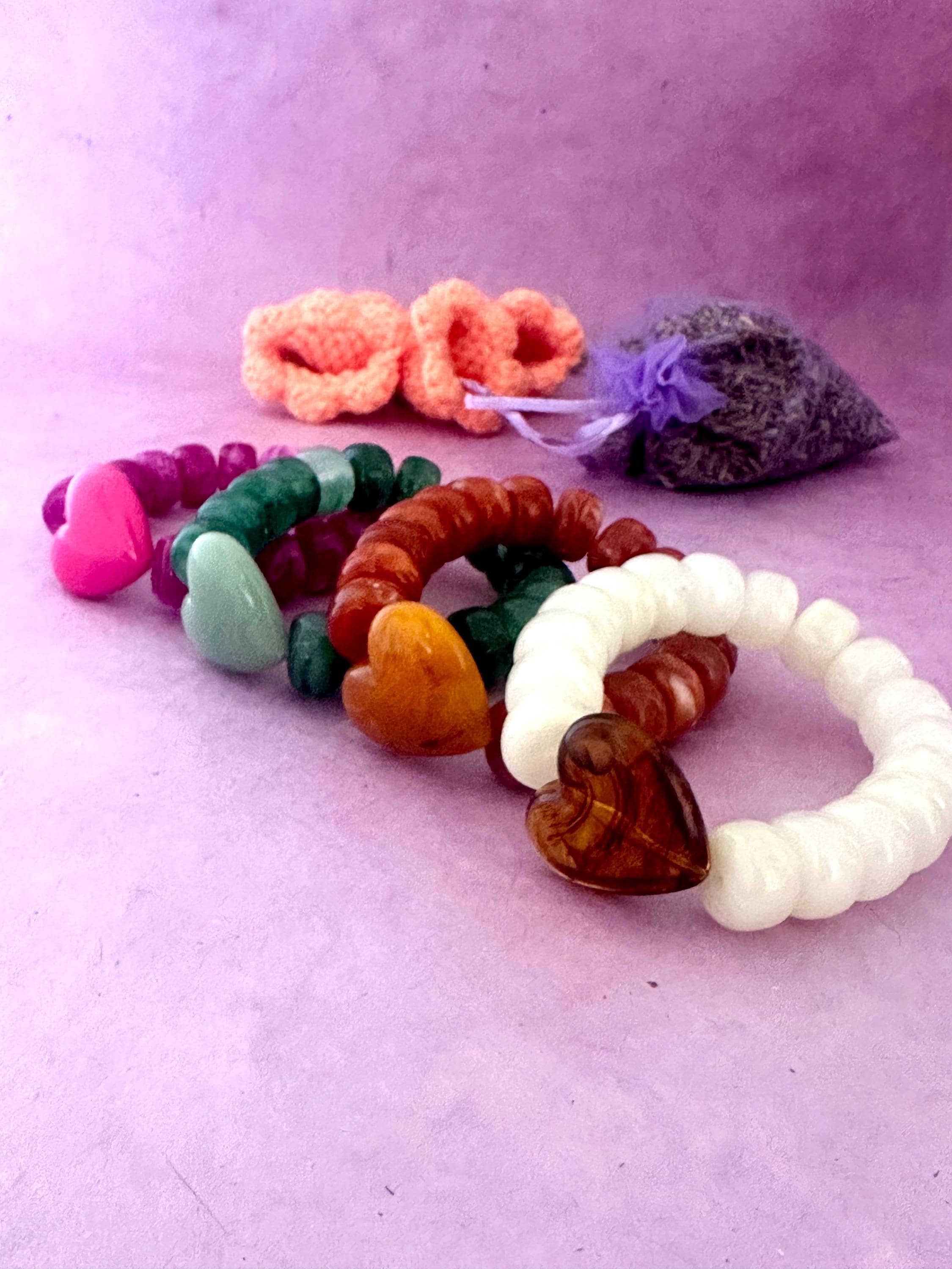 Set De 7 Pulseras Elásticas Con Cuentas, Cuentas De Rina De