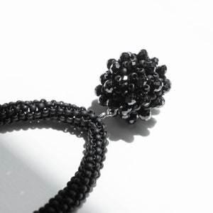 Black Spinel Pendant on Elegant Handcrafted Beaded Crochet Rope