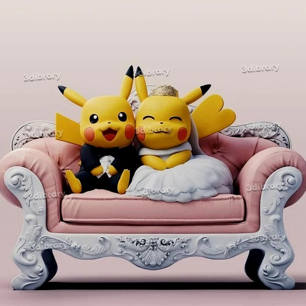 Wedding pikachu with sofa STL File 3D Prints