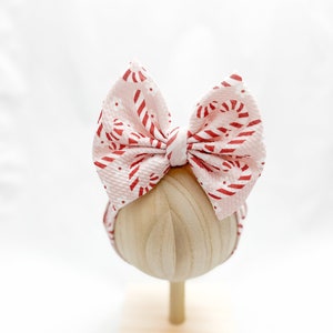 CANDY CANE Stretchy Head Wrap, Candy Cane Christmas Nylon Bow, Christmas Baby Bow, Candy Cane Pigtails, Christmas Pigtails, Red and Pink Bow