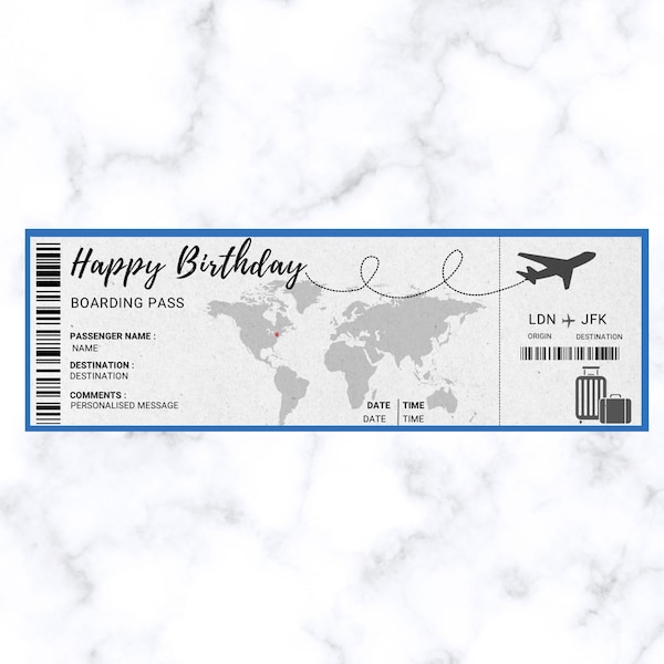 Printable Trip Ticket, Surprise BIRTHDAY Trip Ticket, Boarding Pass, Digital PDF File - You Fill and Print