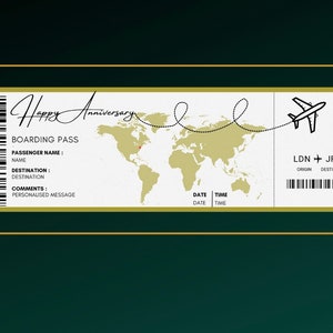 Billet de voyage imprimable, Billet de voyage ANNIVERSAIRE surprise, Carte d'embarquement - Fichier PDF numérique, Vous remplissez et imprimez