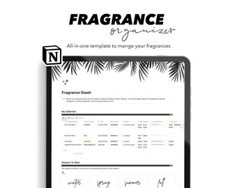 Fragrance Tracker | Fragrance Collection Organizer | Perfume Collection Planner, Notion Template, Life Organizer, All in One Notion Planner