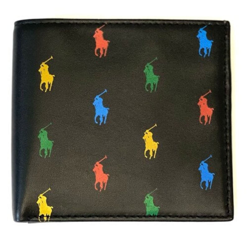 Polo Ralph Lauren Mens Bifold Leather Multi Pony Wallet Coin Pocket