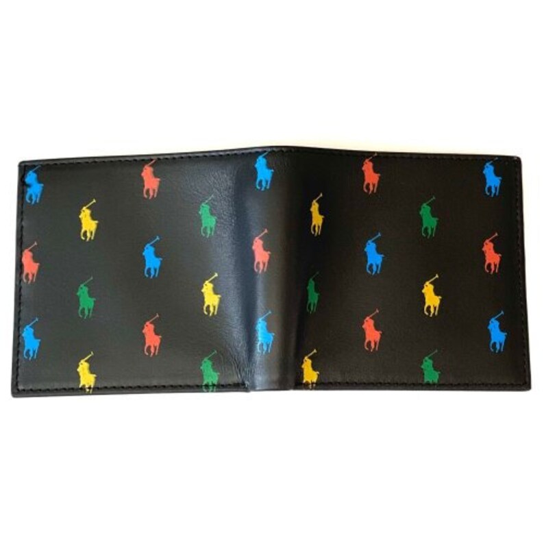 Polo Ralph Lauren Mens Bifold Leather Multi Pony Wallet Coin Pocket