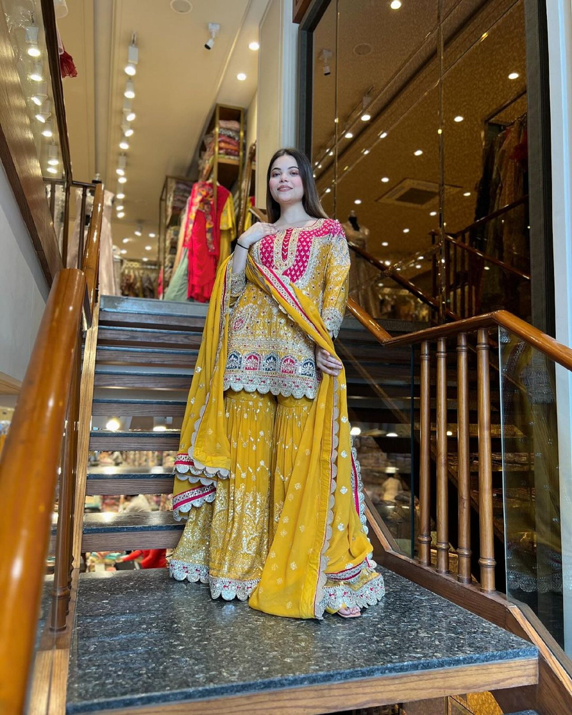 Black dress with yellow dupatta hot sale