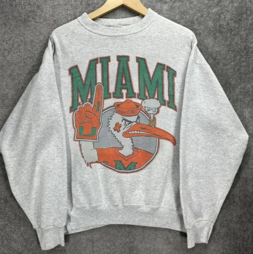 CustomCat Miami Hurricanes Vintage NCAA Crewneck Sweatshirt Orange / 2XL
