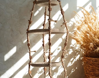 Multi-Level Bird Gym, Handmade Cotton Rope Perch, Natural Indoor Hanging Playground