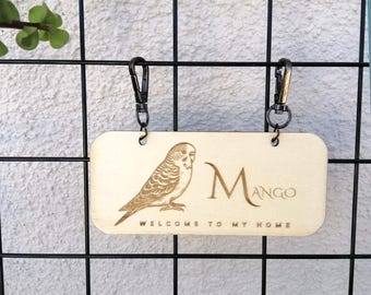 Personalized Wooden Pet Name Plaque, Cage ID Tag