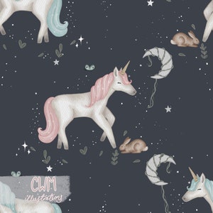 Navy background Unicorn Seamless Pattern, Unicorn Fabric design, Unicorn Seamless tile, Unicorn Digital Paper, Non Exclusive