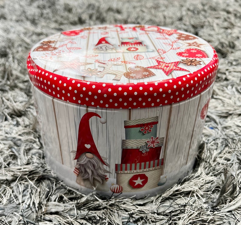 Set 4 Christmas Canisters for Cake Storage with Gnome Designs