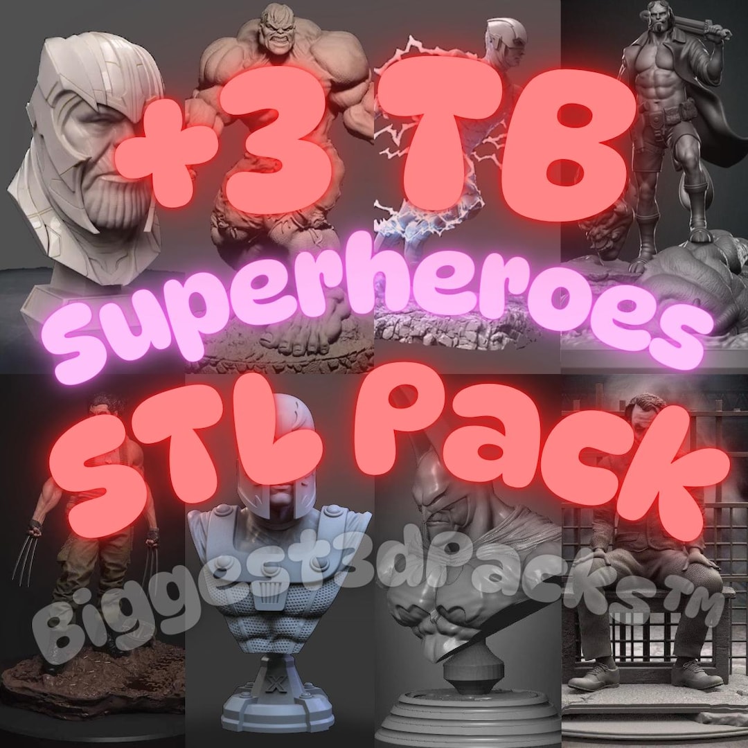 3TB+ Superheroes STL MEGA Pack - 3D Printing Pack Villians Stl - No ...