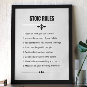 Stoic Rules Art Print, Stoic Guidelines, Stoic Guidance, Stoic Philosophy